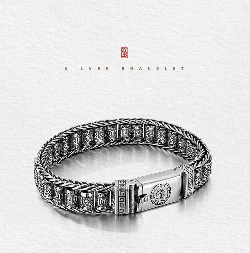 💎 50% DE RÉDUCTION ! 💎 Bracelet Roue de Prière Tibétaine – Argent 925, Porte-Bonheur & Cadeau Saint-Valentin