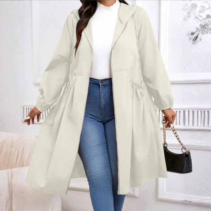 đSOLDES 50 % DE RĂDUCTIONđ§„Manteau dĂ©contractĂ© grande taille Ă capuche, manches longues, fermeture Ă©clair et cordon de serrage
