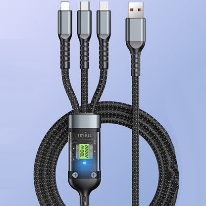 Câble de Charge Super Rapide 3-en-1 Transparent et Lumineux