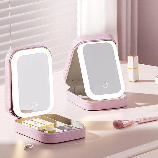 Boîte de rangement pour maquillage intégrée avec miroir lumineux