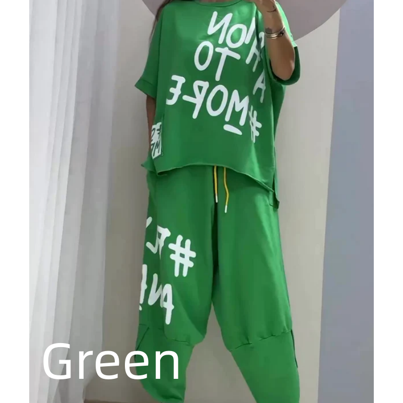 T-shirt et pantalon à deux pièces pour femmes décontractées