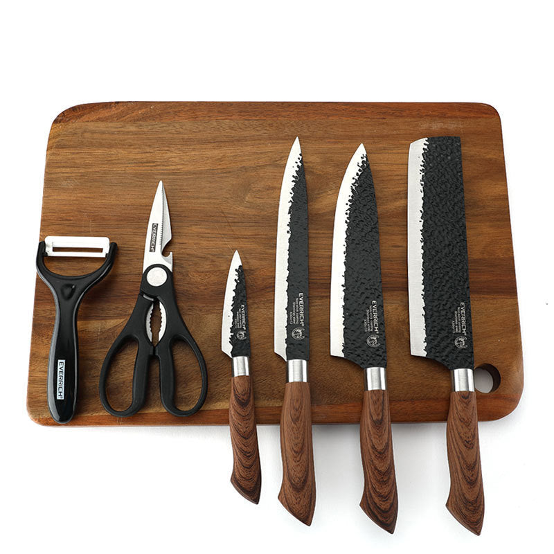 🔪🔥✨ OFFRE LIMITÉE 50% DE RÉDUCTION! Ensemble Couteaux de Chef Professionnels 6 Pièces – Acier Inoxydable, Manche Bois, Tranchant Martelé Durable – Parfait pour Trancher, Émincer & Hacher dans Toute Cuisine 🥩🧅🥖