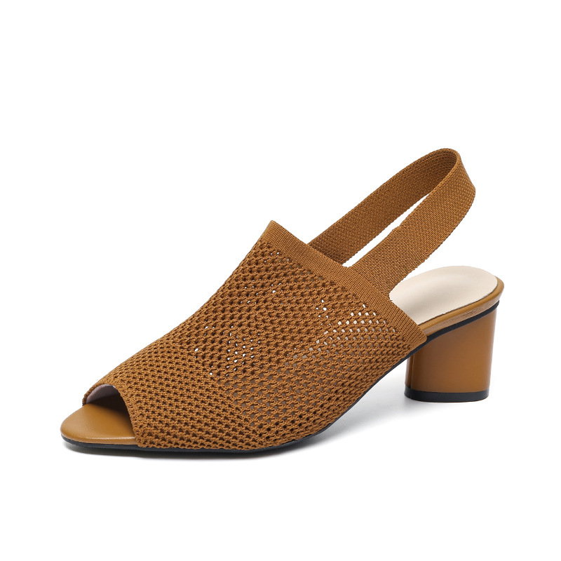 Femmes Mode Respirant Hollow Out Chunky Heel Sandales