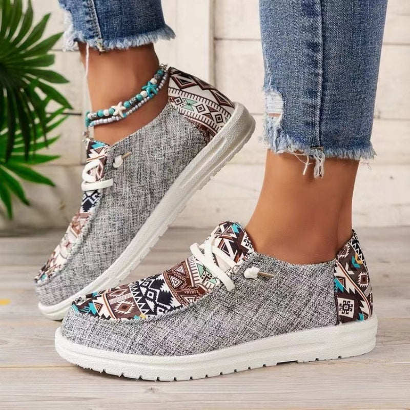 Chaussures en toile décontractées pour femme, à motifs ethniques