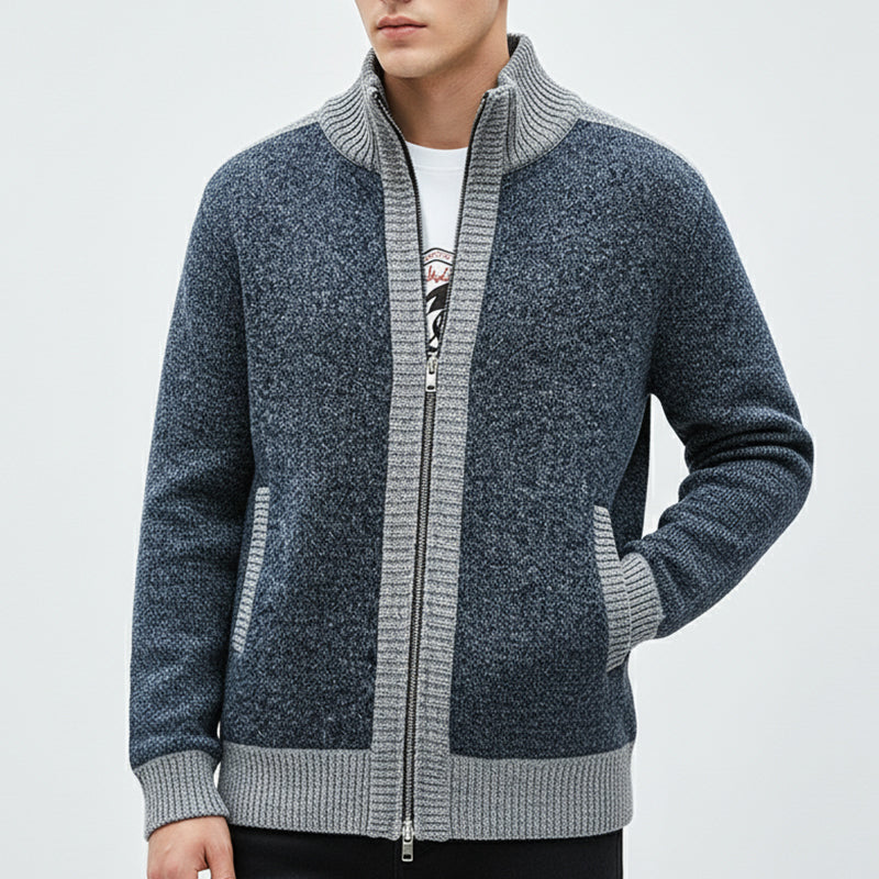 Cardigan à col montant et fermeture éclair intégrale pour homme