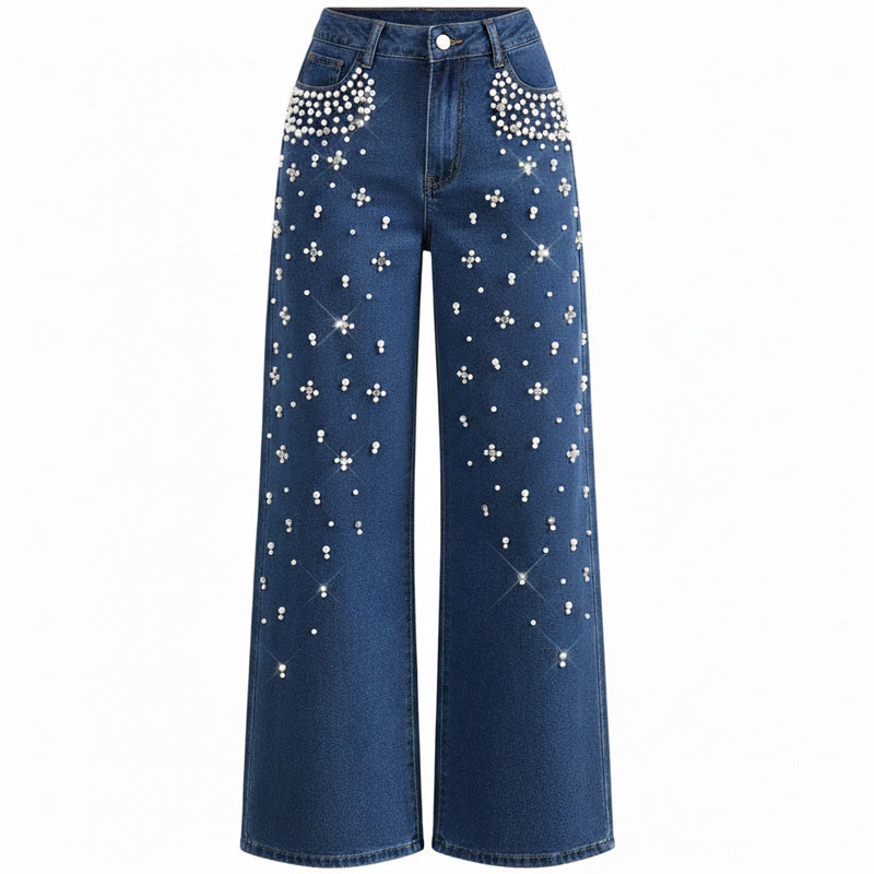 Pantalon en denim élégant et orné pour femmes