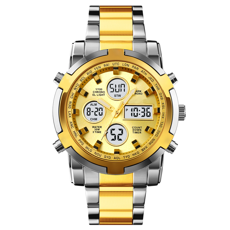 📢📢50% DE RÉDUCTION !! ⏰ Montre Analogique-Numérique Militaire Étanche pour Hommes – 48mm, Multifonction & Bracelet en Acier Inoxydable ! 🕰️💪