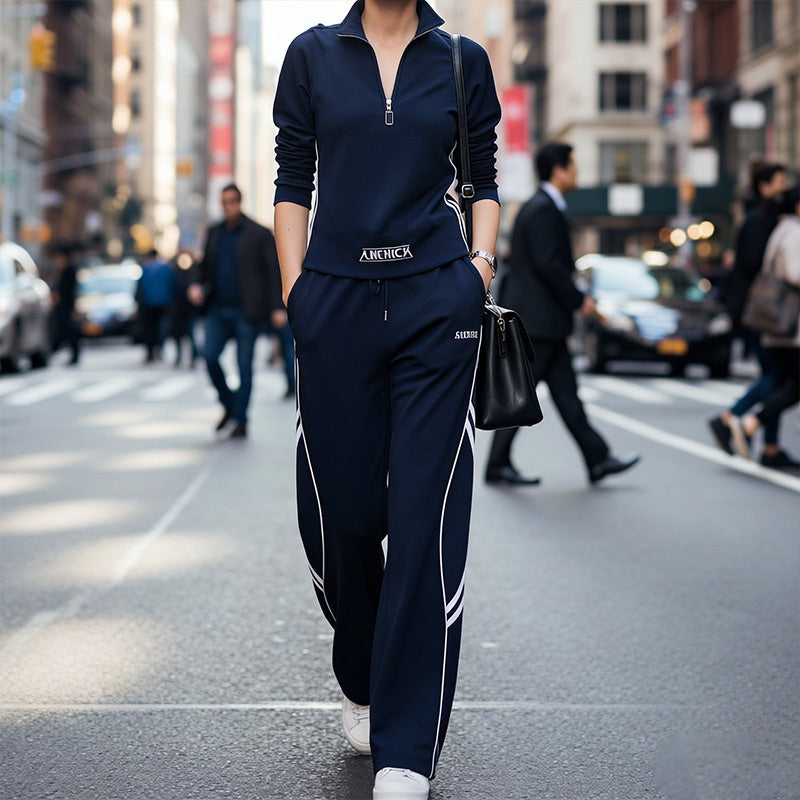 💃OFFRE SPÉCIALE - DÉJÀ TERMINÉ : 50 % DE RÉDUCTION🌸Ensemble de survêtement décontracté à demi-zip pour femme