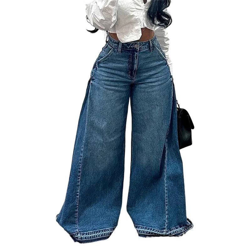 📢📢55 % de réduction !! ⏰Jean oversize à taille haute et jambes larges pour femme