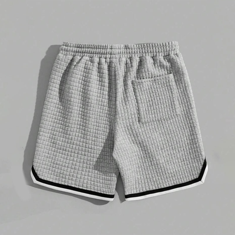 💎 50% DE RÉDUCTION ! 💎 Short à Ourlet Rayé – Tissu Matelassé, Cordon Élastique & Poches Latérales pour un Style Sportswear Tendance 🔥🩳