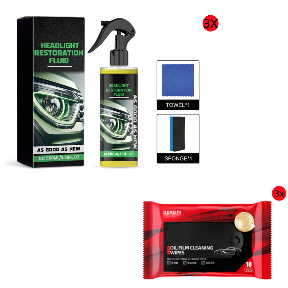 📢📢50 % DE RÉDUCTION !!⏰ Fluide de Restauration de Phares – Anti-Jaunissement, Revêtement Cristallin & Application Express 🚗✨