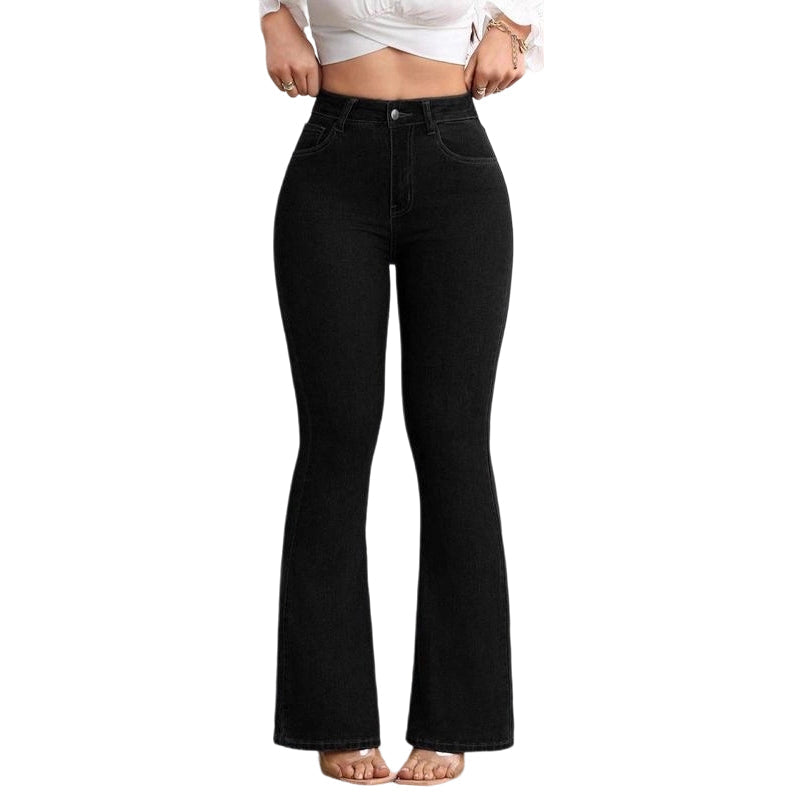👖 50 % DE RÉDUCTION ! 💙 Jean stretch taille haute évasé pour femme – Coupe confortable, style rétro et tissu extensible 🌸