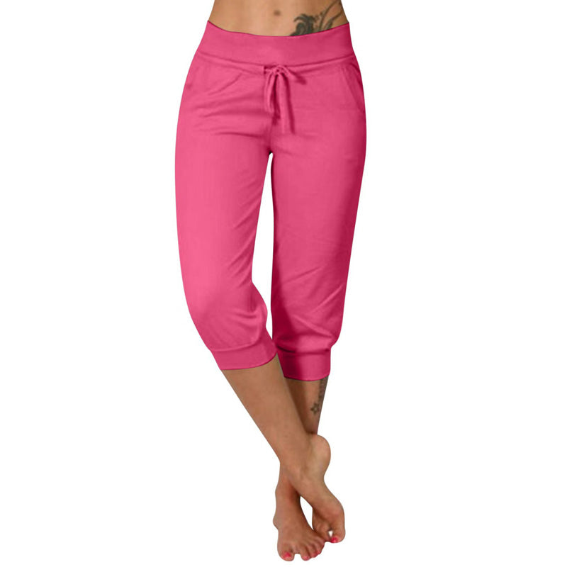 💎 50% DE RÉDUCTION ! 💎 Pantalon de Jogging 3/4 Taille Haute – Coupe Slim, Cordon Ajustable & Poches Pratiques (6 Couleurs, S–3XL) 👖🌸