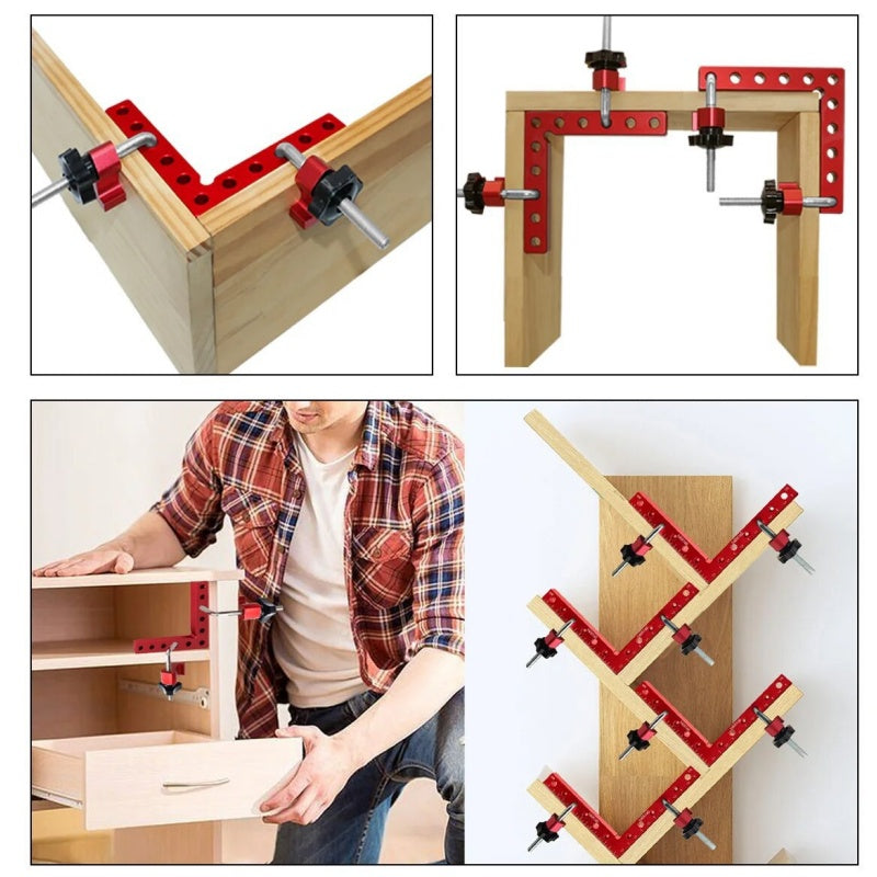 Kit d’équerres de positionnement à 90° avec serre-joints d’angle droit