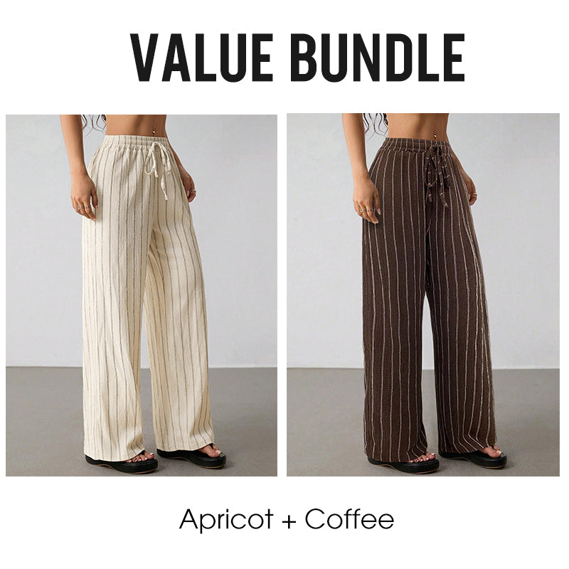 đ 50 % DE RĂDUCTION EN CE MOMENT ! Pantalon large Ă rayures pour femme avec cordon de serrage â LĂ©ger, respirant et Ă taille ajustable pour un look chic et dĂ©contractĂ© âšđ