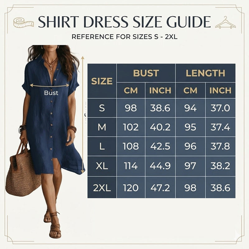 🌸 Robe courte boutonnée en coton et lin pour femme ✨ Un indispensable de votre nouvelle garde-robe