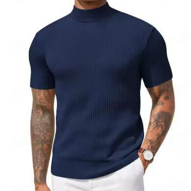 👕 50 % DE RÉDUCTION POUR UNE DURÉE LIMITÉE ! ✨ T-shirt slim à col montant pour homme – En jersey côtelé, manches courtes, 6 coloris 🍁