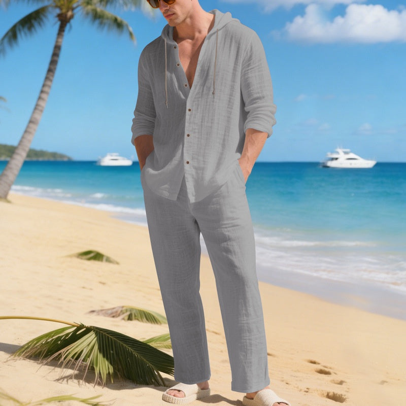Tenue de plage en lin respirant pour homme