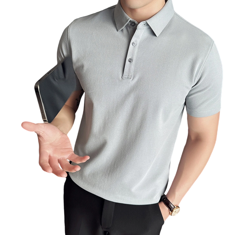 Chemise décontractée de bureau unie à manches courtes pour homme, effet rafraîchissant
