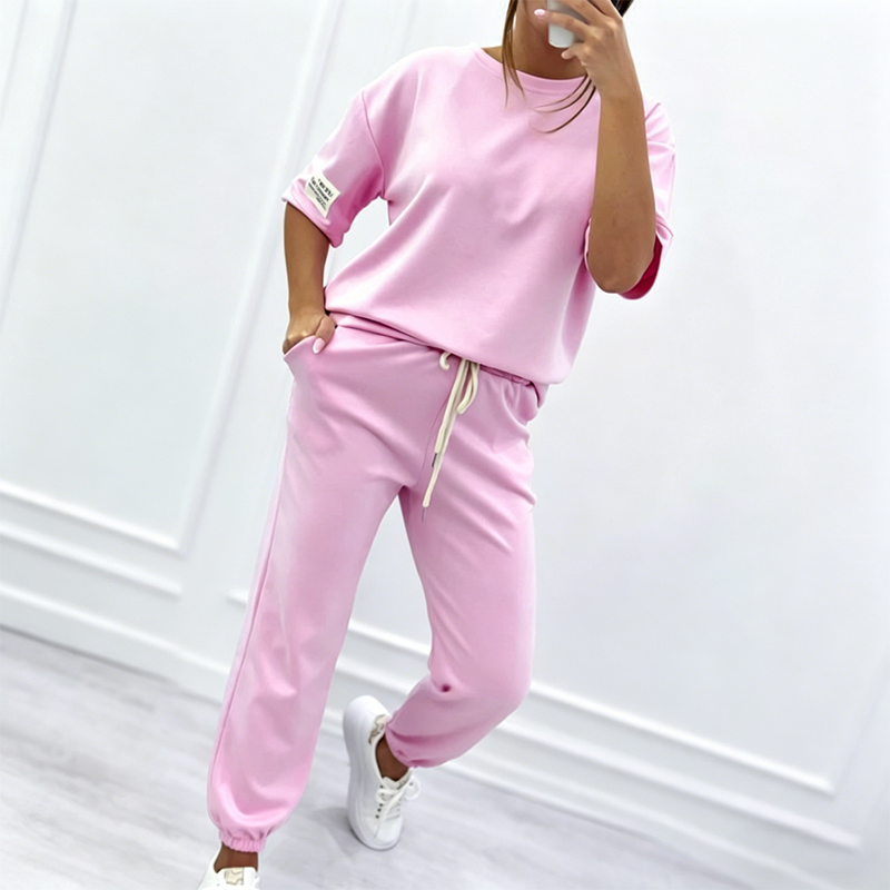 Ensemble décontracté à manches courtes pour femme (haut et pantalon)