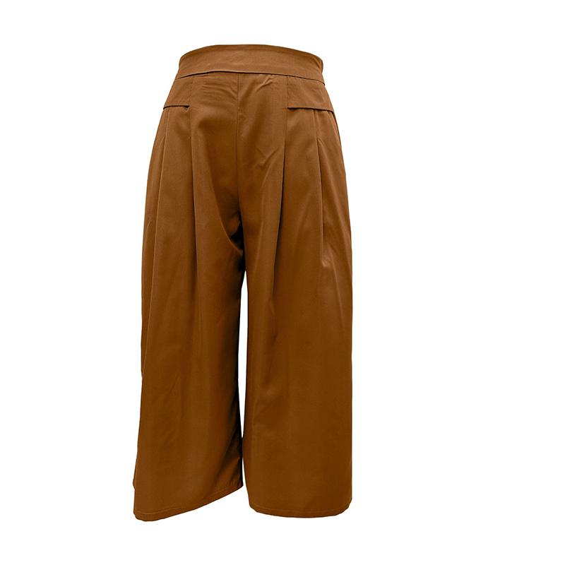 Jupe-culotte à taille haute, plissée et à jambes larges pour femme