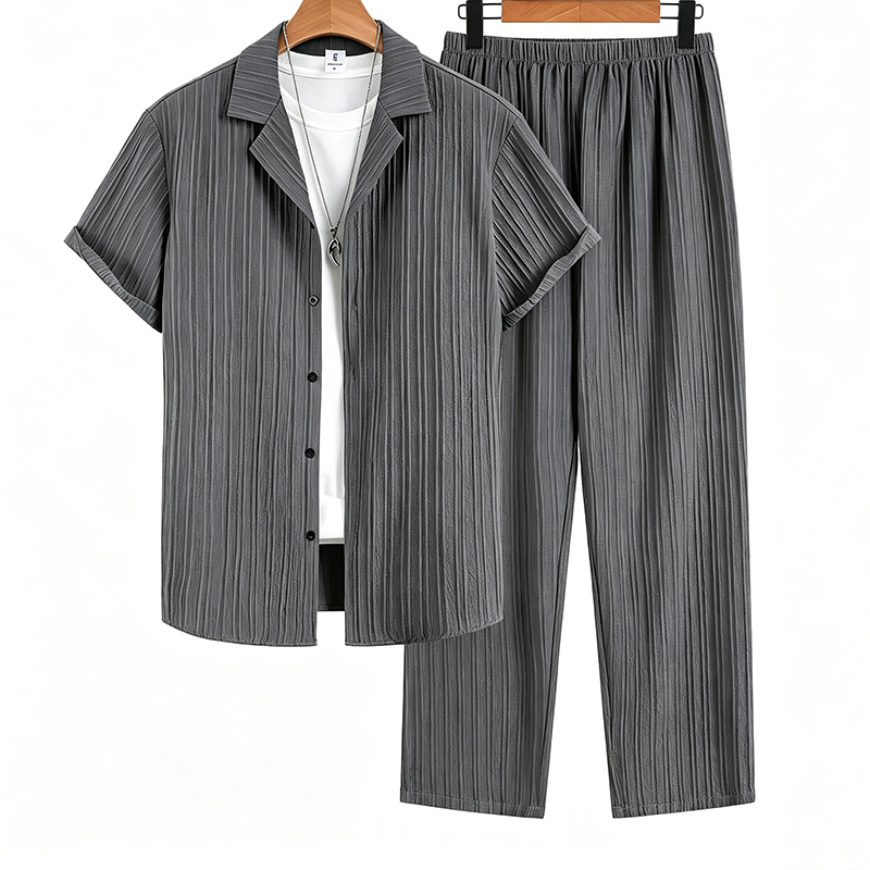 đ 50 % DE RĂDUCTION EN CE MOMENT ! âïž Ensemble t-shirt et pantalon Ă texture cĂŽtelĂ©e pour homme â Tissu souple et extensible, respirant, idĂ©al pour se dĂ©tendre, voyager ou pour les journĂ©es dĂ©contractĂ©es đ