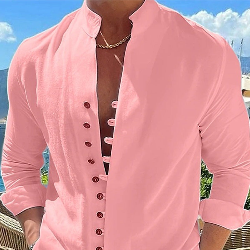 đđ PROMO FLASH 50% ! Chemise Homme ĂtĂ© en Lin â Respirante, LĂ©gĂšre, Col Stand, 4 Couleurs, Taille M-3XL, Parfaite pour Vacances & Quotidien đŽ