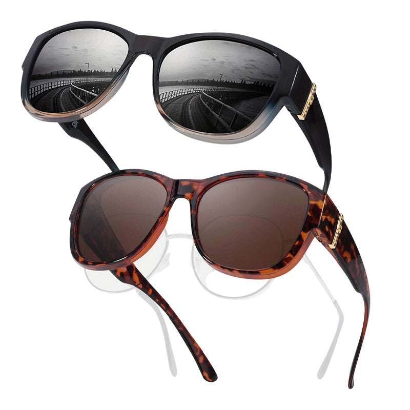 🏖️🔥 PROMO -50% ! Lunettes Soleil Polarisées Sur-Lunettes Femme – 9 Couches Anti-Reflets Eau Route Neige UV400, Grande Monture Glamour Hollywood, Matériaux Haute Qualité Charnières Renforcées · 4 Styles ✨