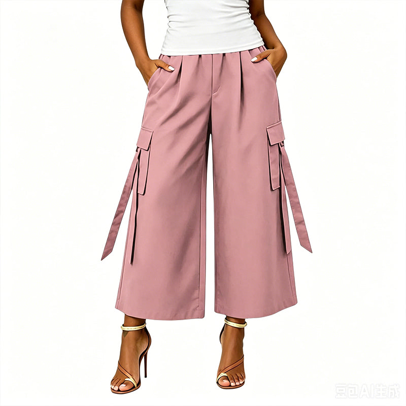 Pantalons cargo courts à jambes larges pour femmes