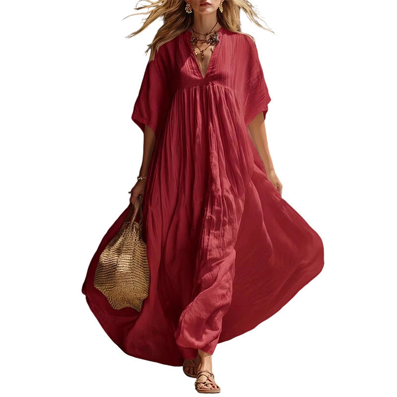 đââïž Ăa part comme des petits pains â nâhĂ©sitez pas ! Robe longue dâĂ©tĂ© lĂ©gĂšre pour femme, avec encolure en V