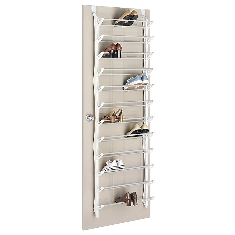 👟🔥Organisateur Chaussures Suspendu Porte – Jusqu'à 36 Paires Métal Robuste Stable, Étagères Inclinées Anti-Glissement Talons Bottes Baskets, Installation Sans Outils Secondes · 3 Coloris · 4-8-12 Étages ✨