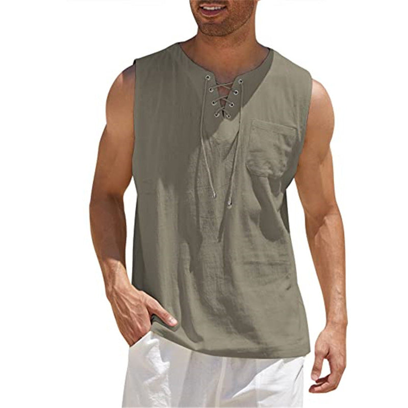 Débardeur décontracté à lacets pour homme