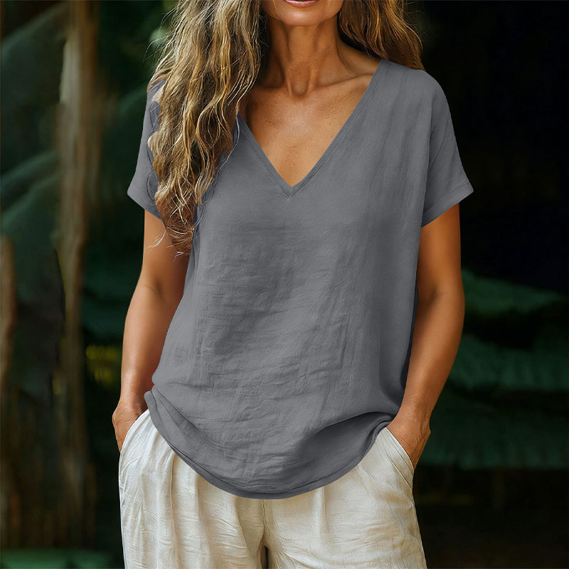 đâïžđż OFFRE LIMITĂE 50% DE RĂDUCTION! T-Shirt Femme Col V pour lâĂtĂ© â MĂ©lange de Coton Doux, Respirant et LĂ©ger â Parfait pour les JournĂ©es DĂ©contractĂ©es, les Courses ou les Matins de Week-end Paisibles đžđ