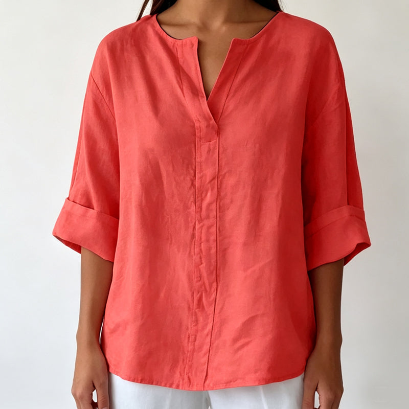 T-shirt décontracté pour femme à col en V