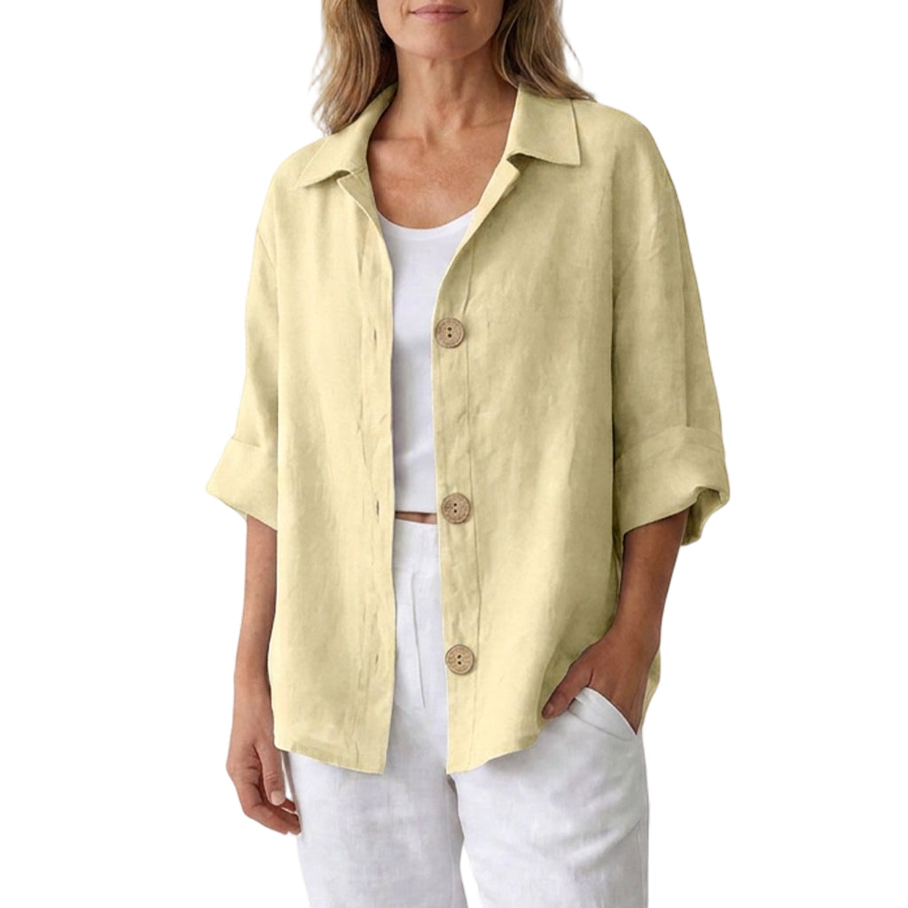 Chemise rétro ample à boutons pour femme