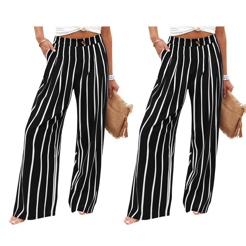 Pantalon décontracté à taille haute et jambes larges pour femme