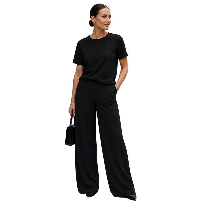 Ensemble 2 pièces pour femme : haut et pantalon large