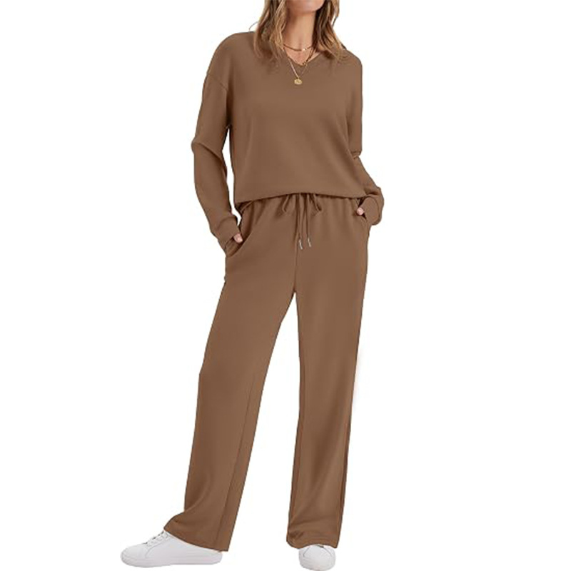 Ensemble de détente 2 pièces pour femmes : haut décontracté et pantalon