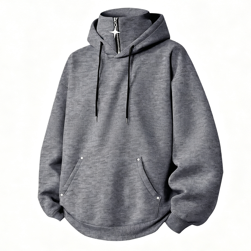 Hoodie décontracté pour homme, col montant, coupe ample