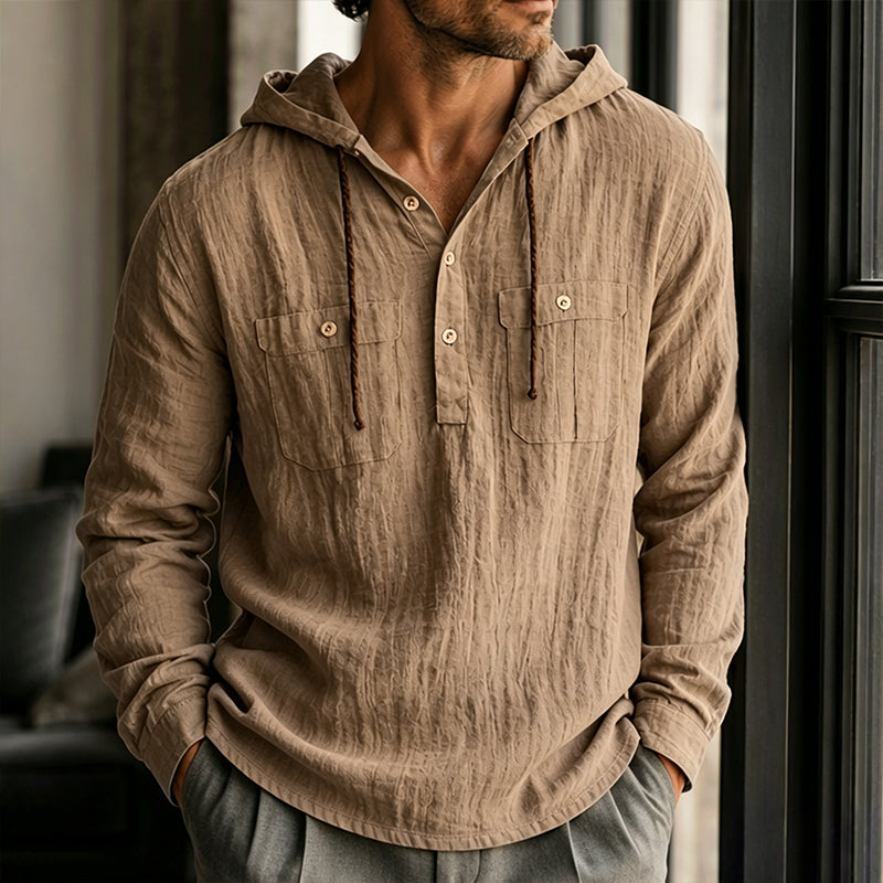 Chemise à capuche décontractée à manches longues pour homme