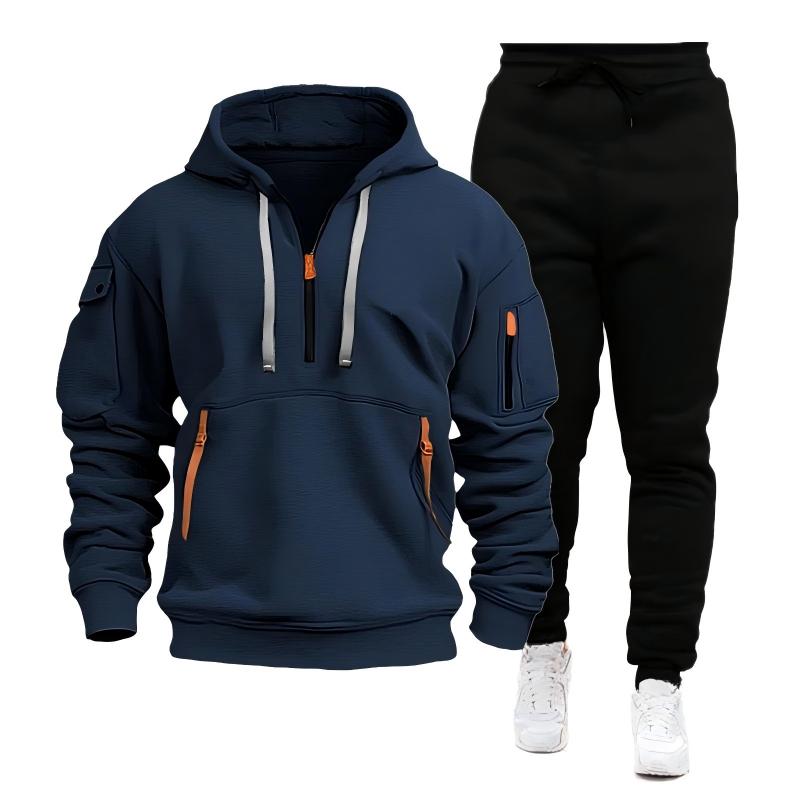 Sweat à capuche décontracté et sportif pour homme avec quart de zip