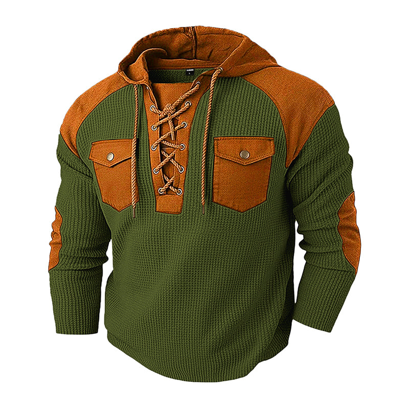 Sweat à capuche décontracté en maille gaufrée pour homme