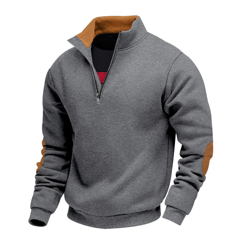 Pull décontracté en peluche à demi-zip pour homme