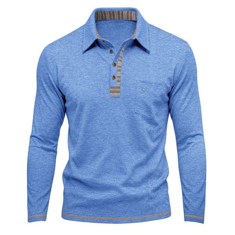 Chemise décontractée à manches longues et col pour homme