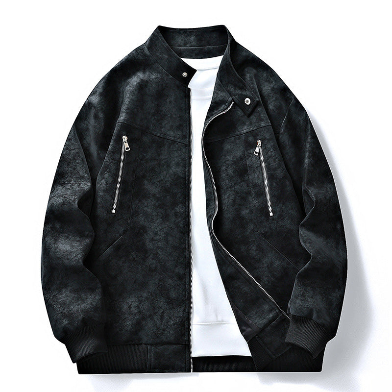 Blouson bomber rétro pour homme à col montant