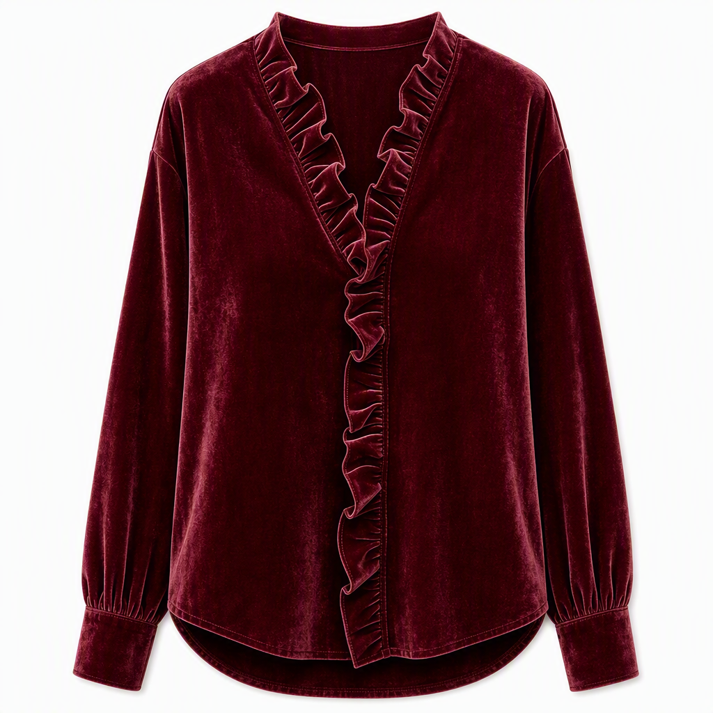 Blouse élégante pour femme en velours à manches longues