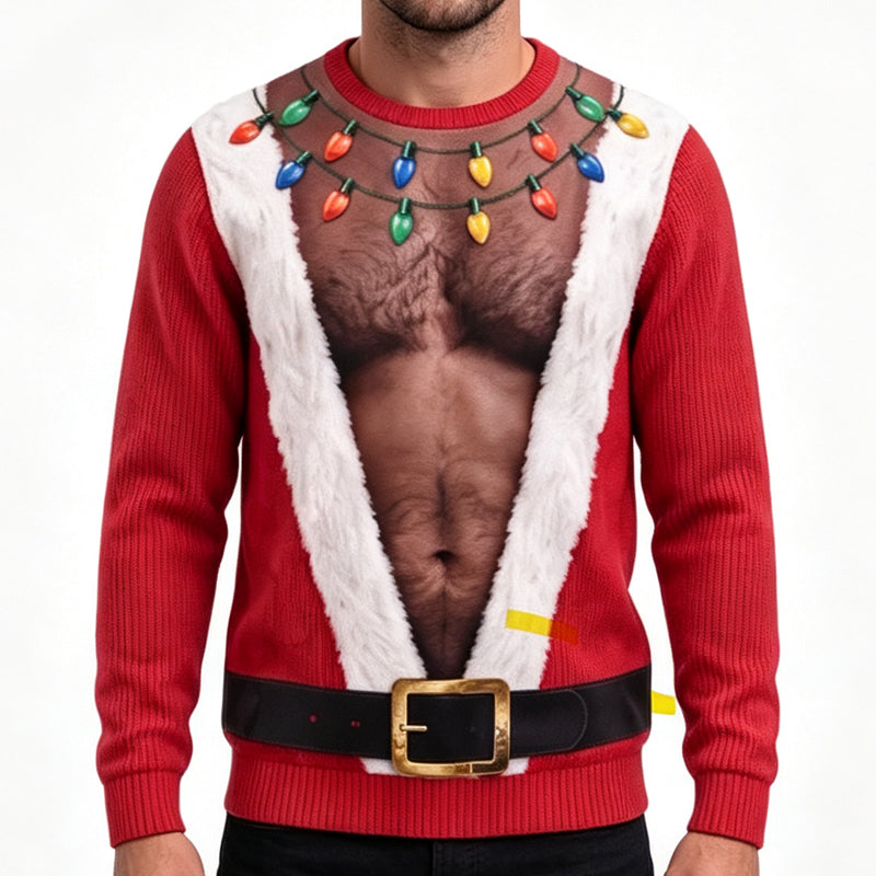 Sweat-shirt drôle pour homme avec impression 3D de muscles, thème Noël
