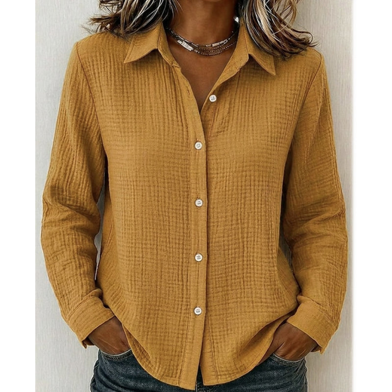 Chemise classique à manches longues et boutons pour femme