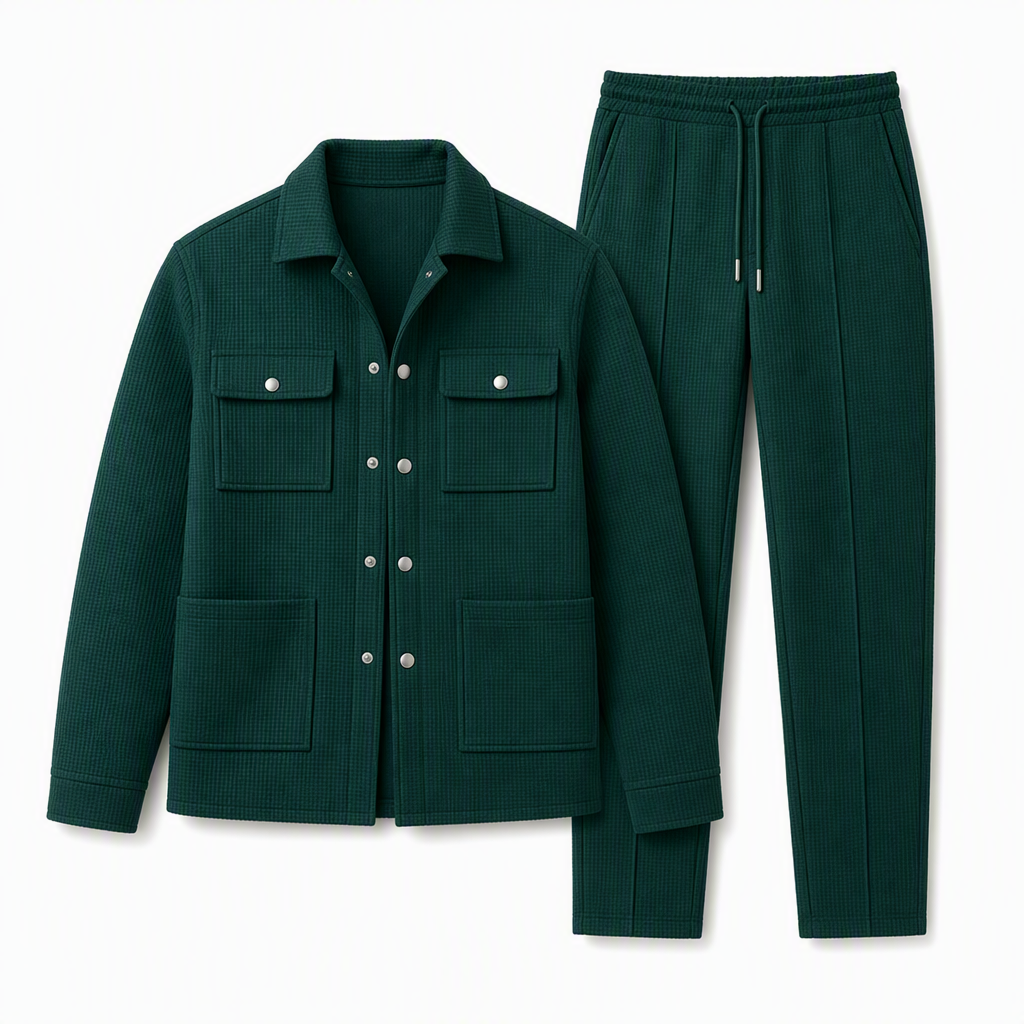 📢📢50 % DE RÉDUCTION !! ⏰Ensemble veste et pantalon décontracté en maille gaufrée pour homme
