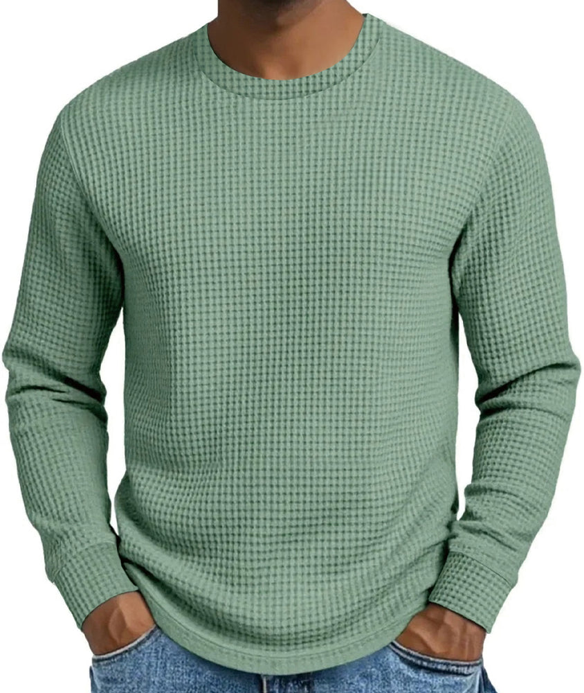 Sweat-shirt décontracté pour homme, coupe ajustée, col rond et manches longues